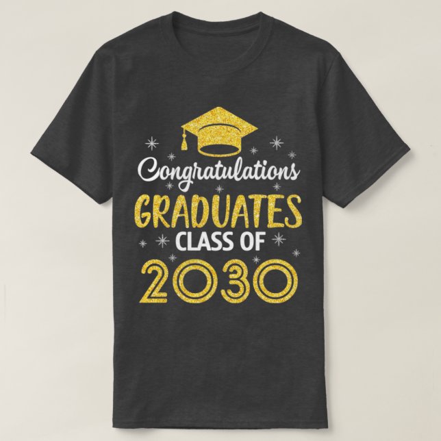Grattis Student, klass 2030 Seniors St. T Shirt (Design framsida)