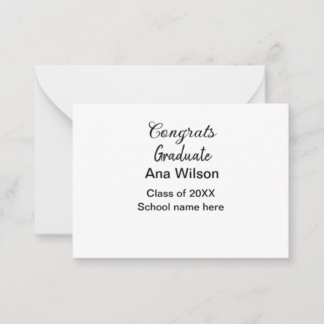 grattis student lägg till namn-klassskola anteckningskort (Framsida)