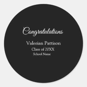 Grattis student lägger till namn simple mo runt klistermärke