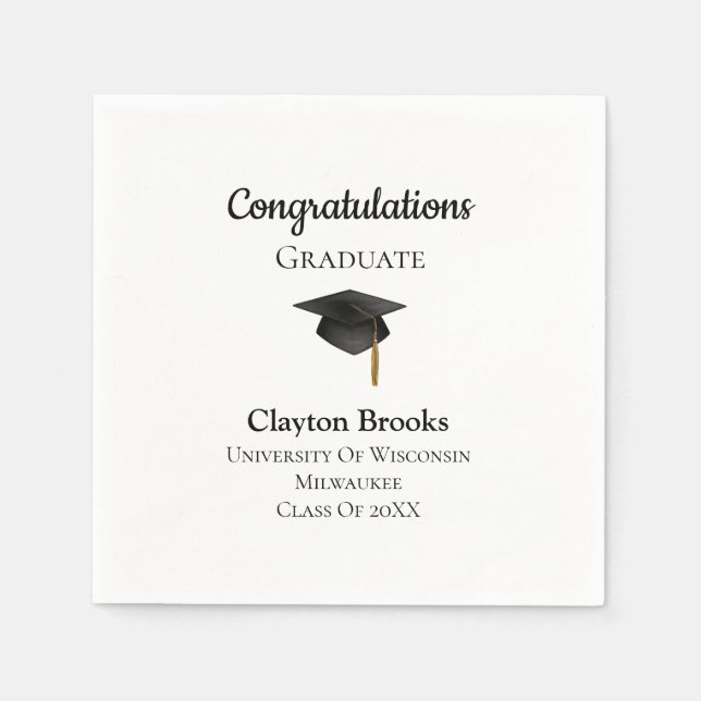 Grattis Student med kapsyl Pappersservett (Framsidan)