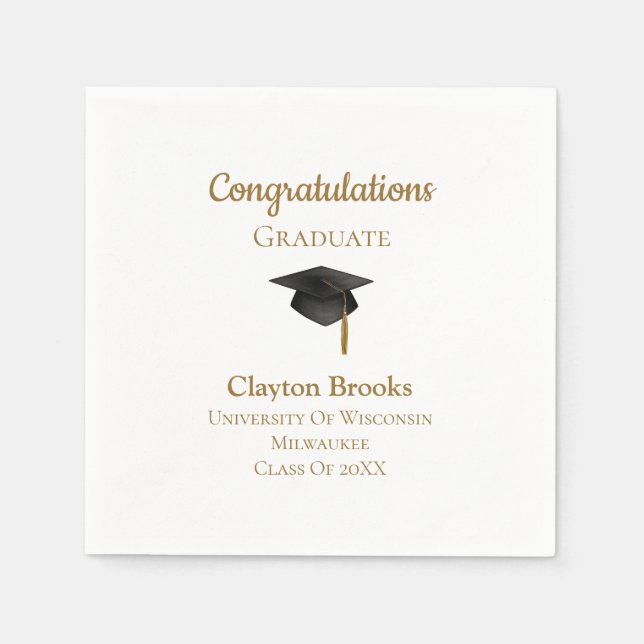 Grattis Student med kapsyl Pappersservett (Framsidan)