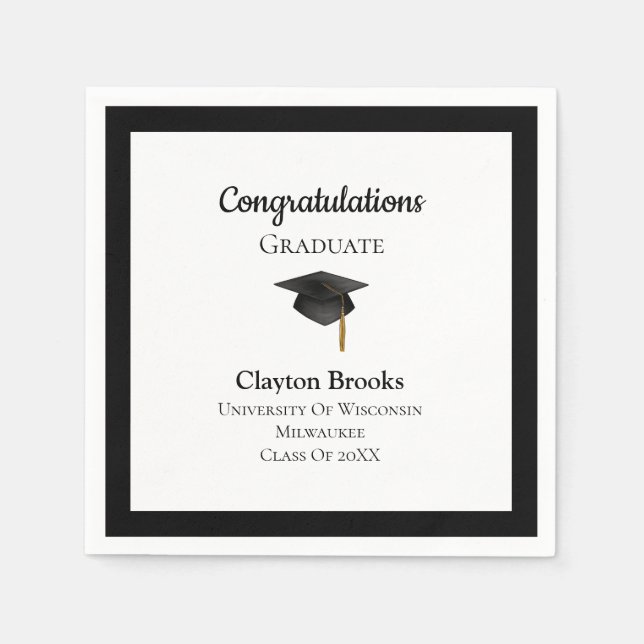 Grattis Student med tak Pappersservett (Framsidan)