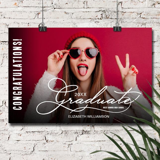 Grattis Student Modern Photo Party Poster (Congratulations Graduate Modern Photo Poster, INSTANT DOWNLOAD and/or PRINTED)