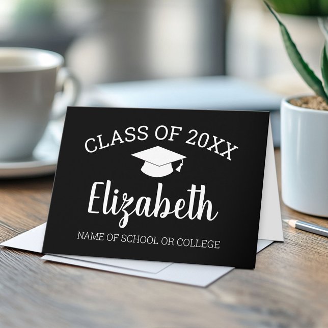 Grattis Student Namn Skript Studenten Kort (Custom, Personalized Graduation Congratulations - Folded Greeting Card)