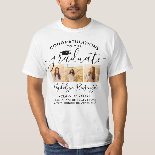 Grattis Student Photo Collage Studenten T Shirt (Framsida)