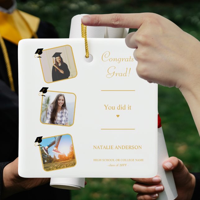 Grattis Student Photo Simple Studenten Julgransprydnad Keramik (Skapare uppladdad)