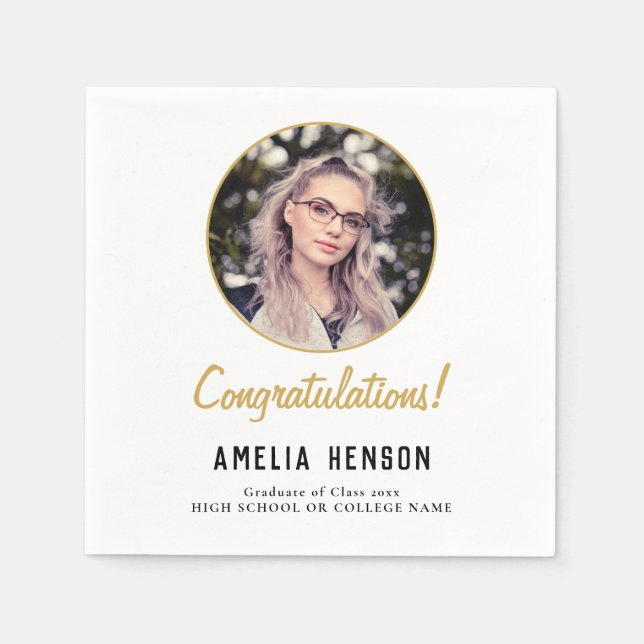 Grattis Student Photo Studentfest Pappersservett (Framsidan)