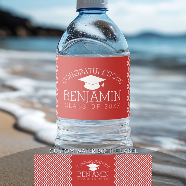 Grattis Student Studenten KAN REDIGERA FÄRG Vattenflaskor Etikett (Custom Graduation Water Bottle Label)