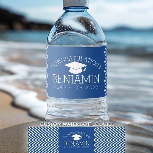 Grattis Student Studenten KAN REDIGERA FÄRG Vattenflaskor Etikett (Custom Graduation Water Bottle Label)