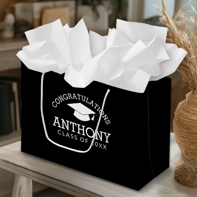 Grattis Student Studentmössa svart (Custom Gift Bag)