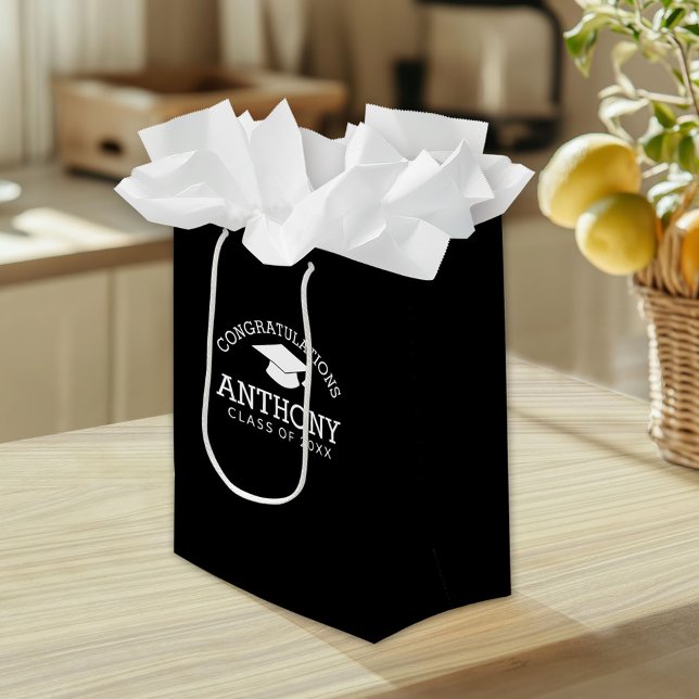 Grattis Student Studentmössa svart (Custom Gift Bag)
