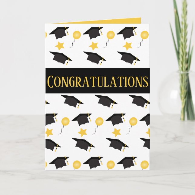 Grattis Studenten Balloons Hat Mönster Po Kort (Framsida)