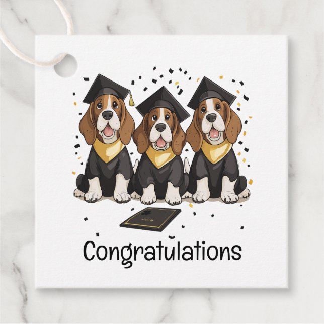 Grattis Studenten Basset Hound Hundar Gåvor Etiketter (Framsida)