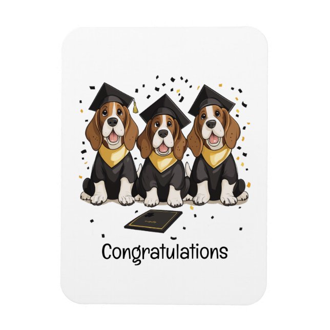 Grattis Studenten Basset Hound Hundar Magnet (Vertikal)
