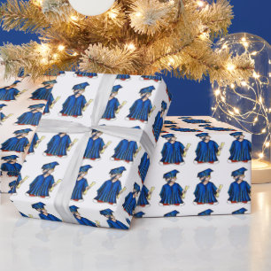 Grattis Studenten Blue Boy Cap Gown Grad Presentpapper