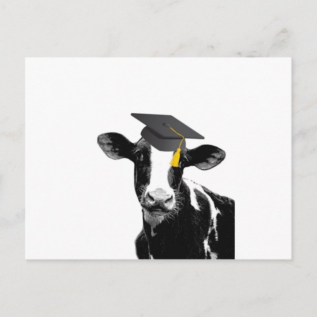 Grattis Studenten Funny Cow i hörnet Vykort (Framsida)