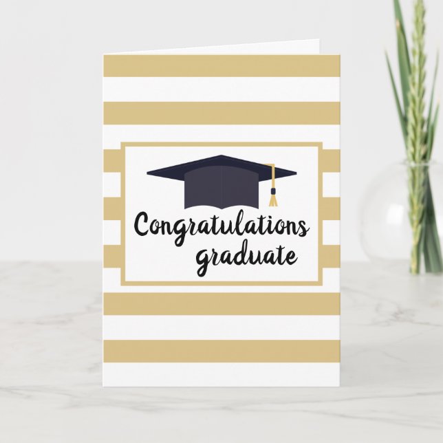 Grattis Studenten Hat med Rand Gult Kort (Framsida)