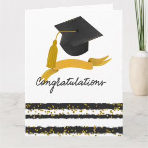 Grattis Studenten Konfetti svart guld Kort