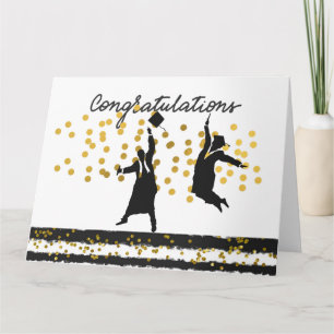 Grattis Studenten Konfetti svart guld Kort