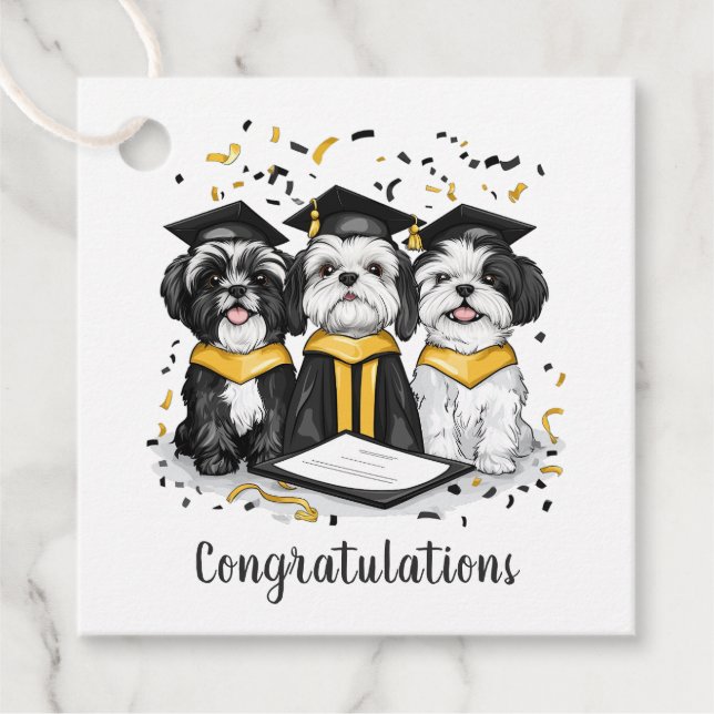 Grattis Studenten Shih Tzu Hundar Gåvor Etiketter (Framsida)