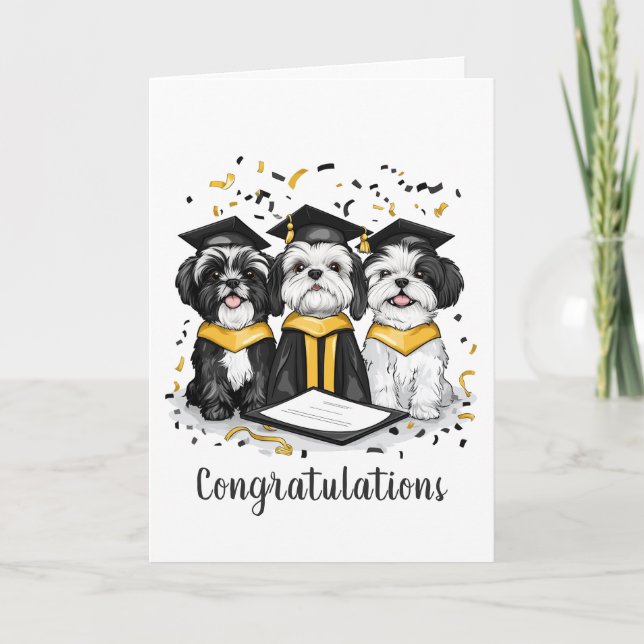 Grattis Studenten Shih Tzu Hundar Kort (Framsida)