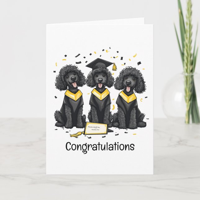 Grattis Studenten Standard Pudel Hundar Kort (Framsida)