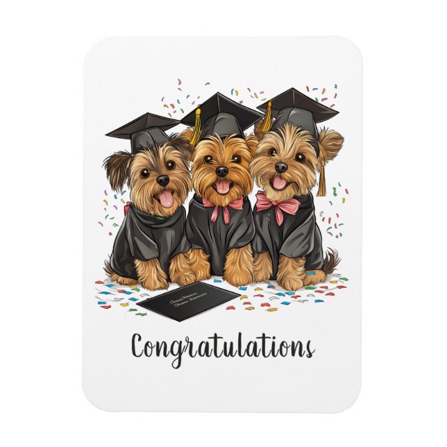 Grattis Studenten Yorkshire Terrier Hundar Magnet (Vertikal)