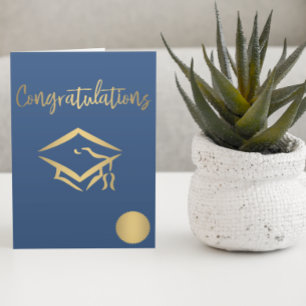 Grattis Studentmössa Guld sälmetall Kort