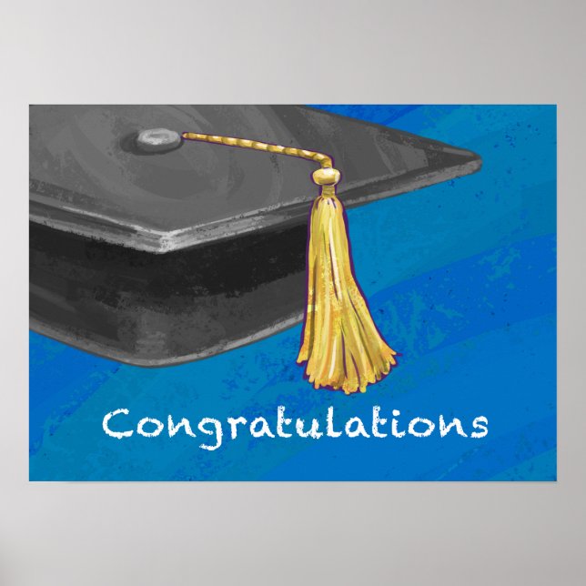 Grattis svart och blå poster (Framsidan)