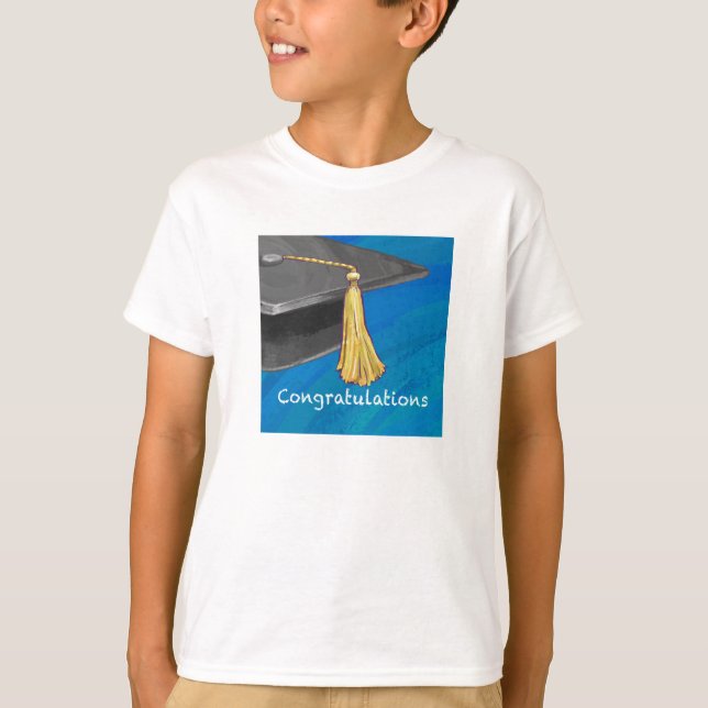 Grattis svart och blå t-shirt (Framsida)