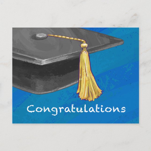 Grattis svart och blå vykort (Framsida)