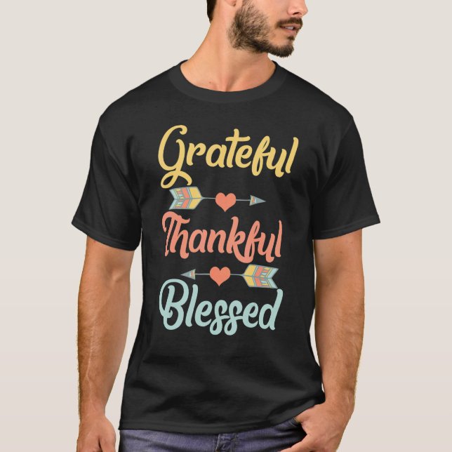Grattis, tack, välsignad Coola Thanksgiving Day T Shirt (Framsida)
