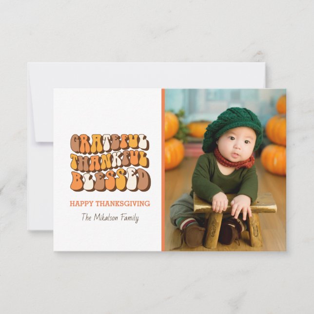 Grattis, tacksamt, bläck typografiskt fotokort (Framsida)