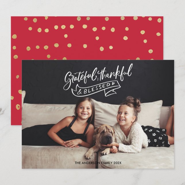 Grattis, tacksamt, blankt julfotoport inbjudningar (Fram/baksida)