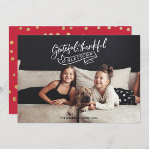 Grattis, tacksamt, blankt julfotoport inbjudningar