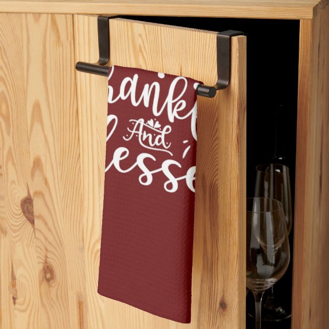 Grattis, tacksamt, svart kökshandduk (Thirds Fold)