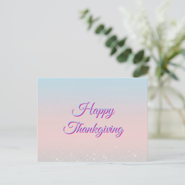 Grattis Thanksgiving Pastell Gradient Julkort Helg Vykort (Stående Fram)