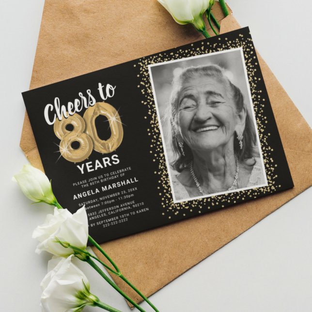 Grattis till 80 år födelsedagsinbjudan inbjudningar (Skapare uppladdad)