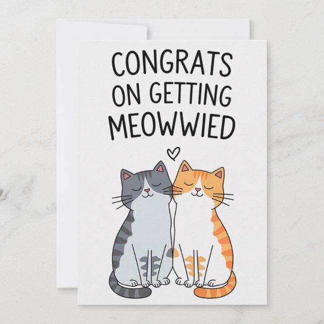 Grattis till att bli Meowwad Roligt kattbröllop Inbjudningar (Framsida)