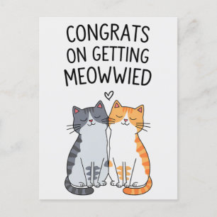 Grattis till att bli Meowwad Roligt kattbröllop Vykort