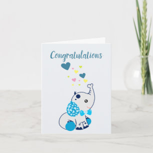Grattis till babypojken, med Baby Elefant Kort