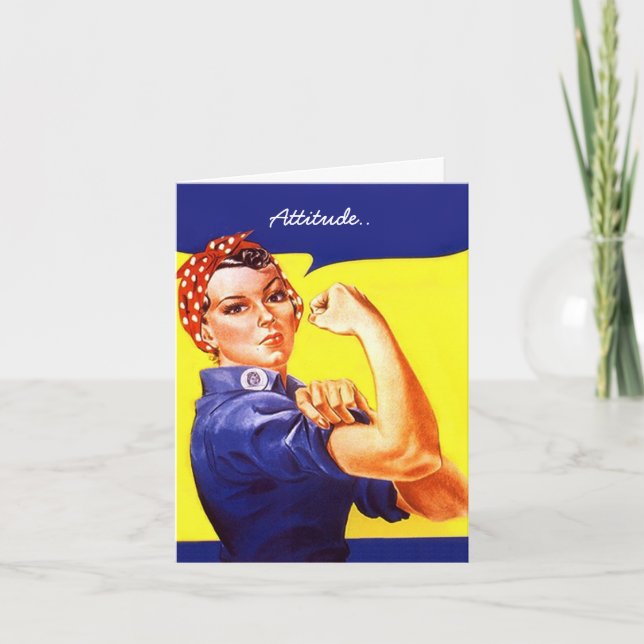 Grattis till befordran som Rosie the Riveter Tack Kort (Framsida)