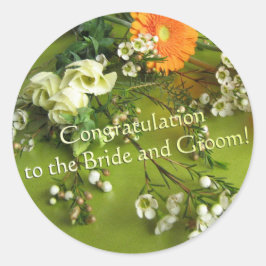 Grattis till Bride and Groom Runt Klistermärke