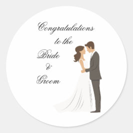Grattis till brud och brudgum dekal runt klistermärke