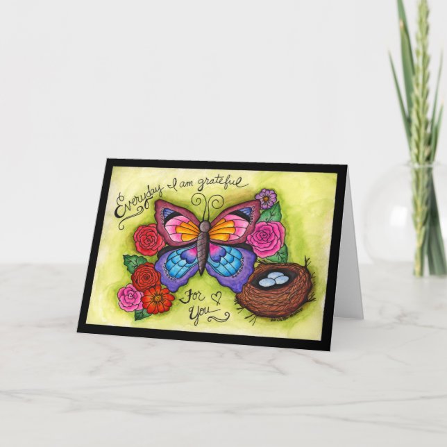 Grattis till Butterfly Card Kort (Framsida)