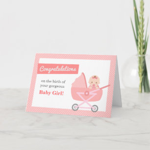 Grattis till de nya föräldrarna på en babyflicka kort