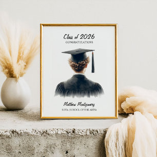 Grattis till den lockige blonda manliga studenten poster