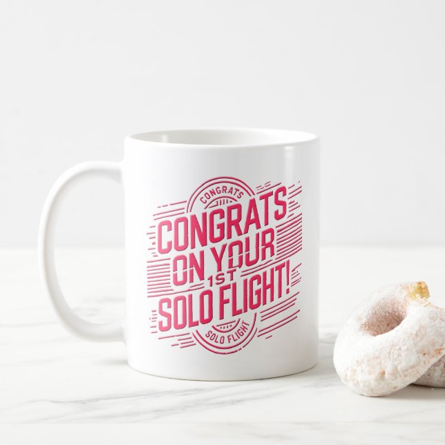 Grattis till din 1:a Solo Flygning Kaffe Mugg (Med munk)