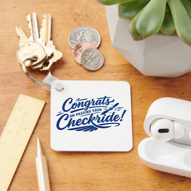 Grattis till din genomgångna checkflygning! nyckelring (Skrivbord)