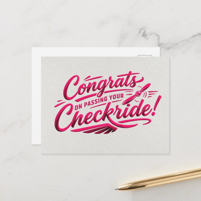 Grattis till din genomgångna checkflygning! vykort (Fram/Back In Situ)